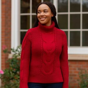 Women’s Eddie Bauer Lambswool-blend Hand Knit Cable Turtleneck